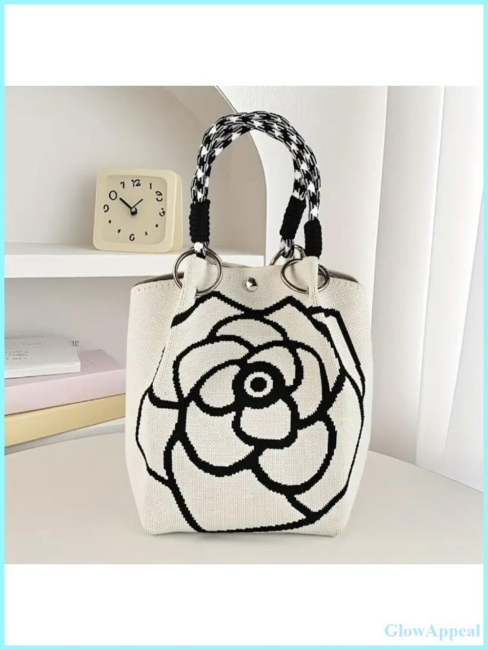 Handmade Crochet Knitted Floral Tote Bag Shoulder Bag
